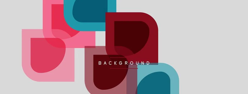 Abstract geometric shapes overlap, creating modern design. Pink, teal, maroon イラスト素材