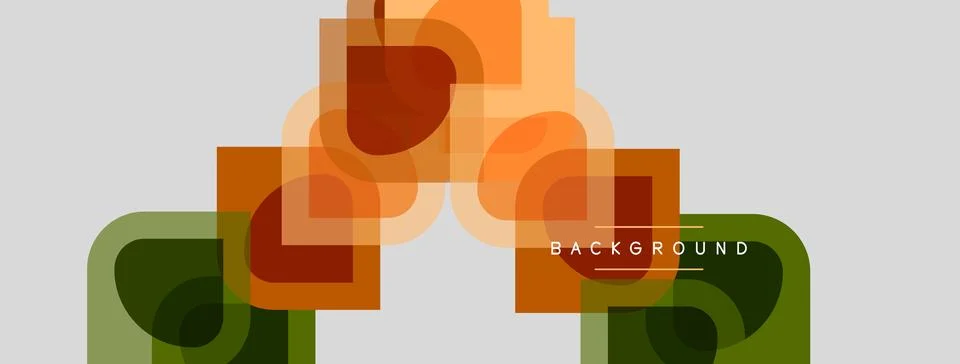 Abstract geometric shapes overlap, creating warm color palette. Background is Stock Illustration