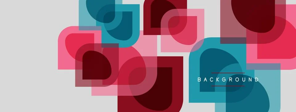 Abstract geometric shapes overlap, creating vibrant color blocks. Pink, teal, Stockillustratie