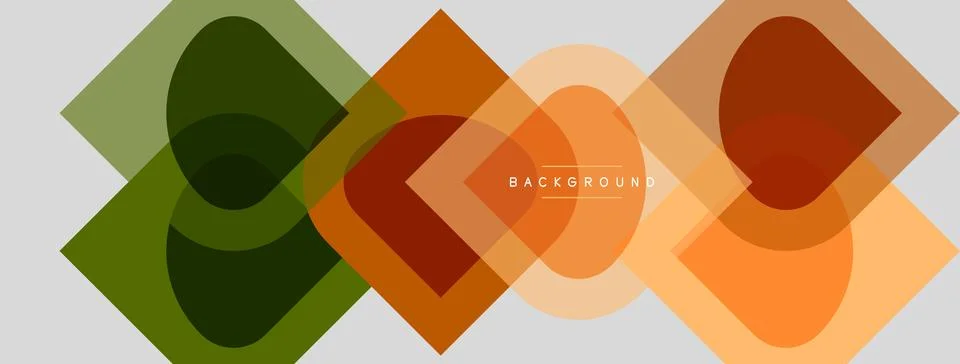 Abstract geometric shapes overlap, creating layered color effect. Warm tones Stock Illustration