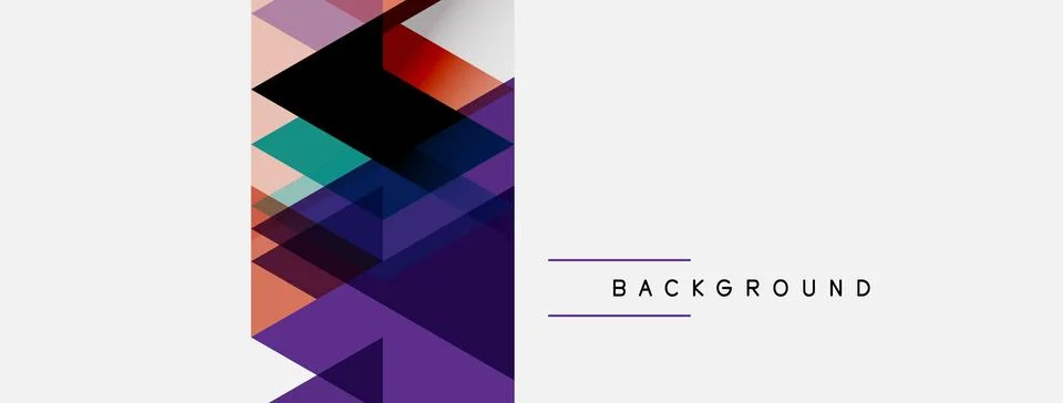 Abstract geometric shapes overlap, creating colorful design. White space Stock Illustration