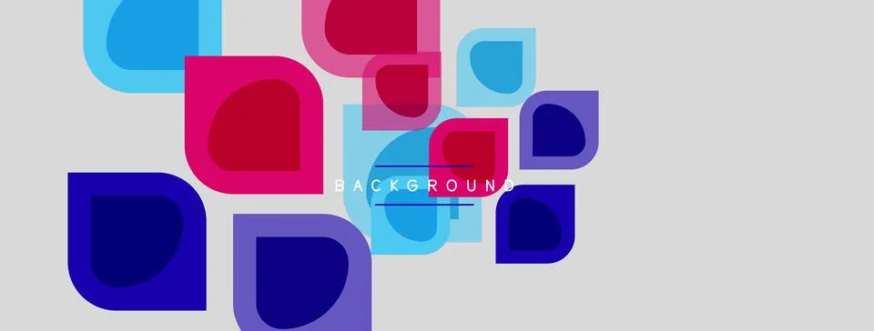 Abstract geometric shapes overlap, creating vibrant color blocks. Background Stock Illustration
