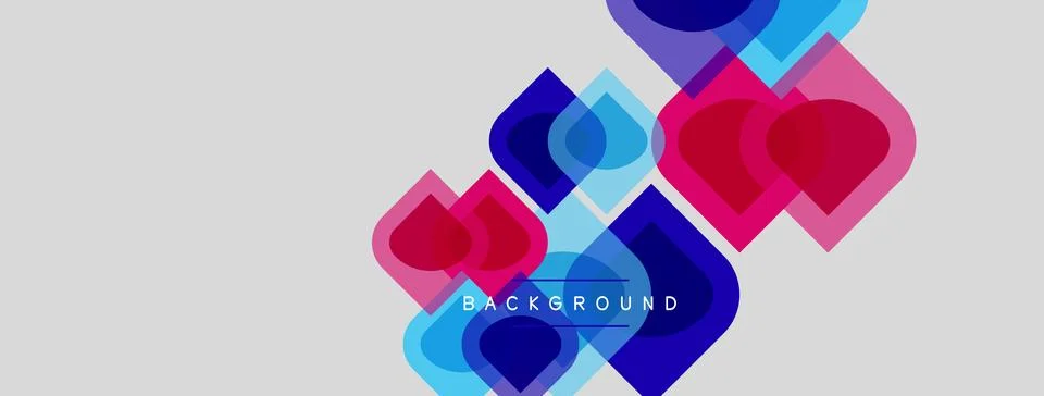 Abstract geometric shapes overlap, creating vibrant color gradients. Light gr Illustrazione stock