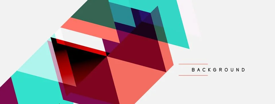 Abstract geometric shapes overlap, creating vibrant color blocks. Design Stockillustratie