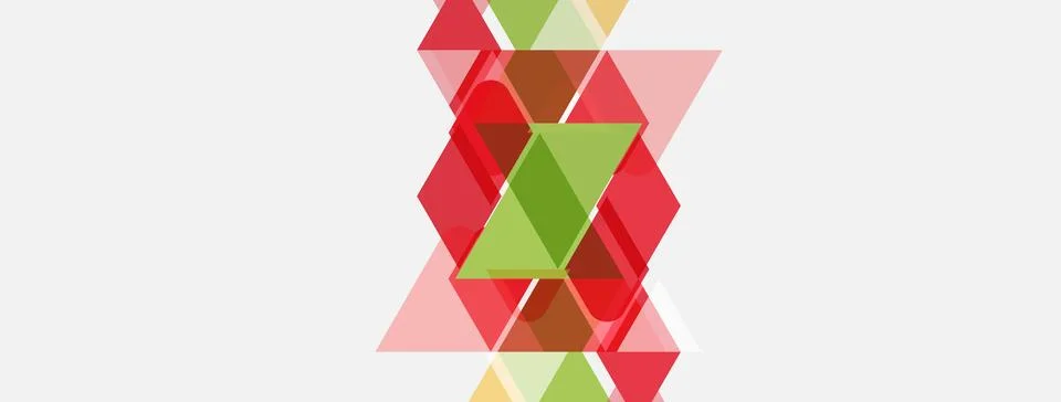 Abstract geometric shapes overlap, creating complex patterns. Red, green, bro Illustrazione stock