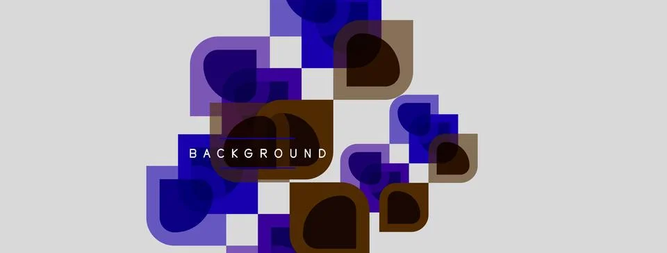 Abstract geometric shapes overlap, creating dynamic composition. Colors inclu Stock Illustration
