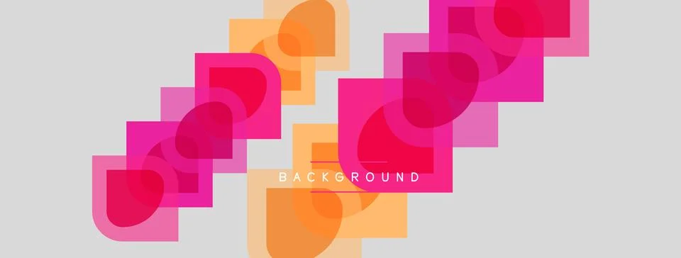 Abstract geometric shapes overlap, creating vibrant color blocks. Soft gray Stock Illustration