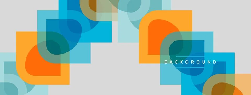 Abstract geometric shapes overlap, creating vibrant color blocks. Minimalist Stock Illustration