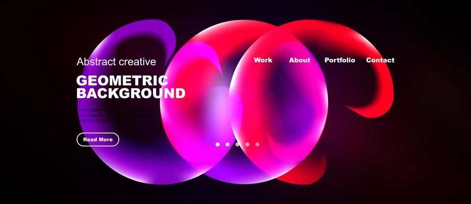 Abstract geometric shapes overlap, creating vibrant color gradients. Website Stock Illustration