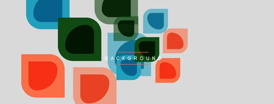 Abstract geometric shapes overlap, creating colorful background. Rounded sq.. 스톡 일러스트