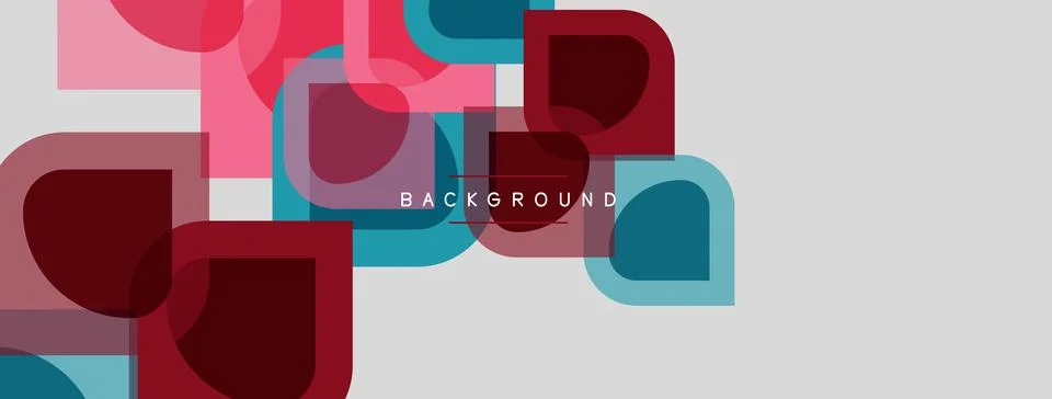 Abstract geometric shapes overlap, creating colorful background. Soft pinks, 库存插图
