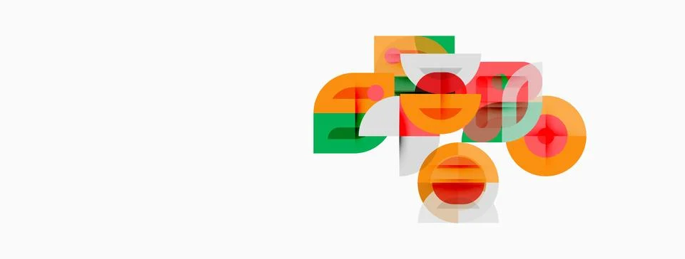 Abstract geometric shapes overlap, creating colorful visual composition. Ci.. Stock Illustration