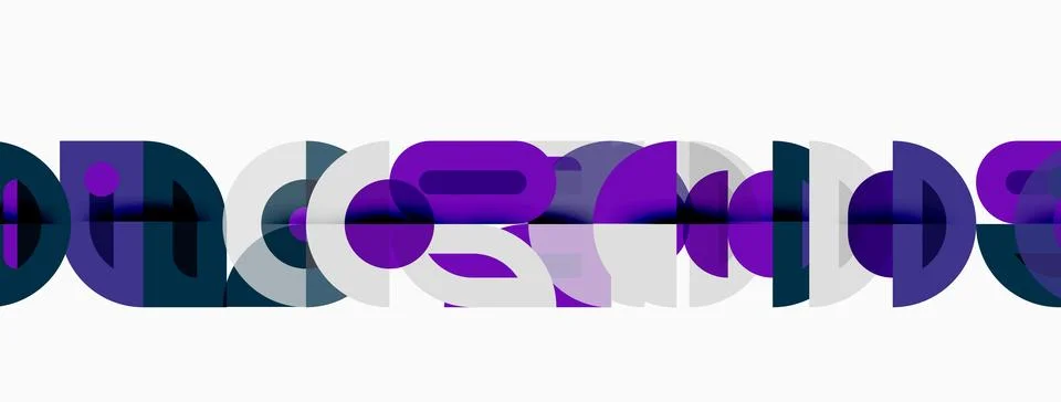Abstract geometric shapes overlap, creating colorful patterns. Purple, teal, Stock Illustration