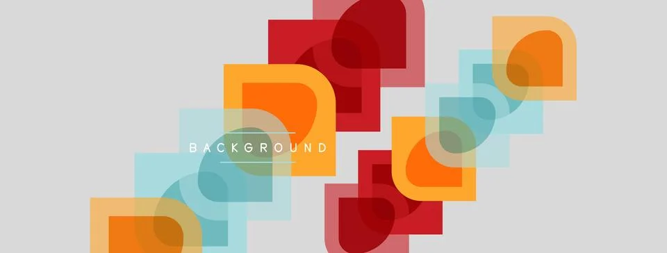 Abstract geometric shapes overlap, creating vibrant colorful background. Mode 스톡 일러스트