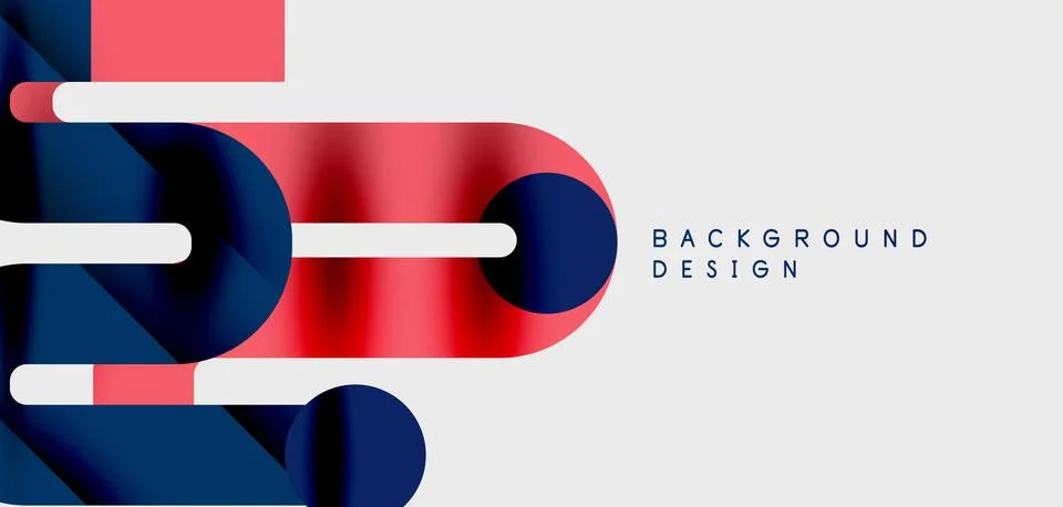 Abstract geometric shapes overlap, creating dynamic composition. Pink, navy, Stock Illustration