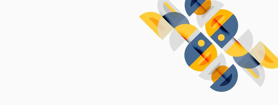 Abstract geometric shapes overlap, creating dynamic composition. Yellow, blue Stock Illustration
