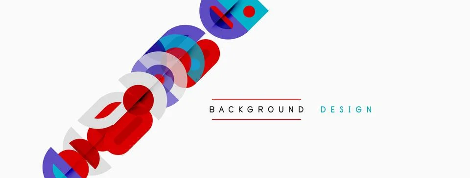 Abstract geometric shapes overlap, creating dynamic visual effect. Bright c.. Stock Illustration