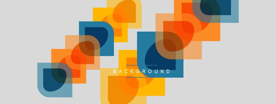 Abstract geometric shapes overlap, creating vibrant color blocks. Background Stock Illustration