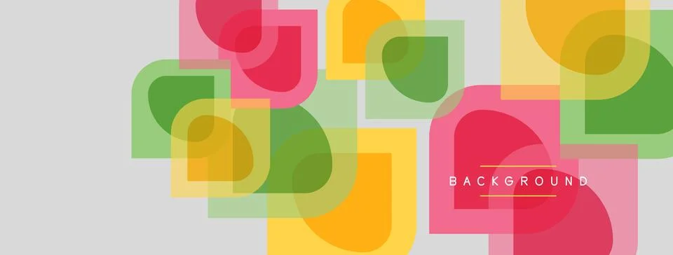 Abstract geometric shapes overlap, creating colorful composition. Soft pastel Stock Illustration