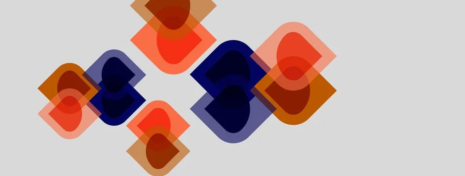 Abstract geometric shapes overlap, creating layered visual effect. Colors Illustrazione stock