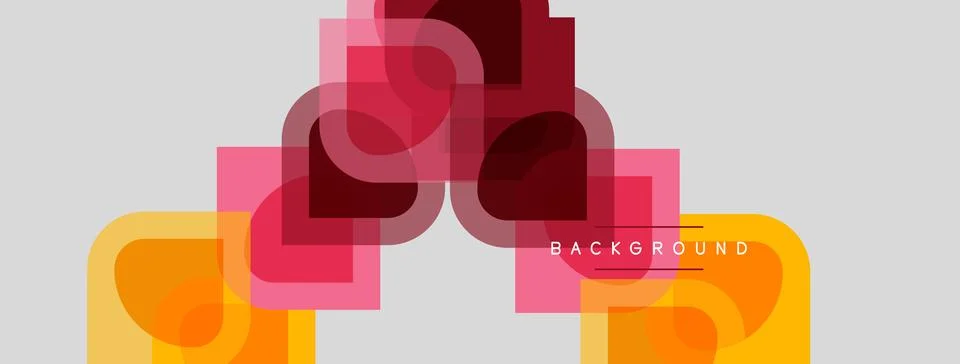 Abstract geometric shapes overlap, creating vibrant color blocks. Pink, orang Stock Illustration