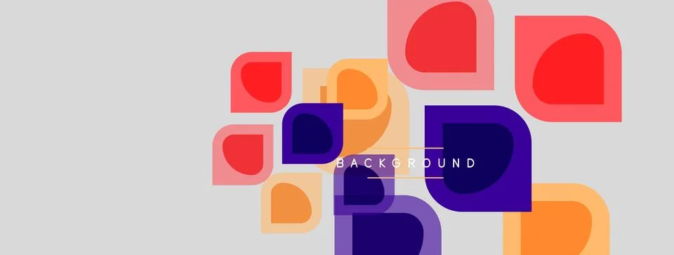 Abstract geometric shapes overlap, creating vibrant color blocks. Soft gray Stock Illustration