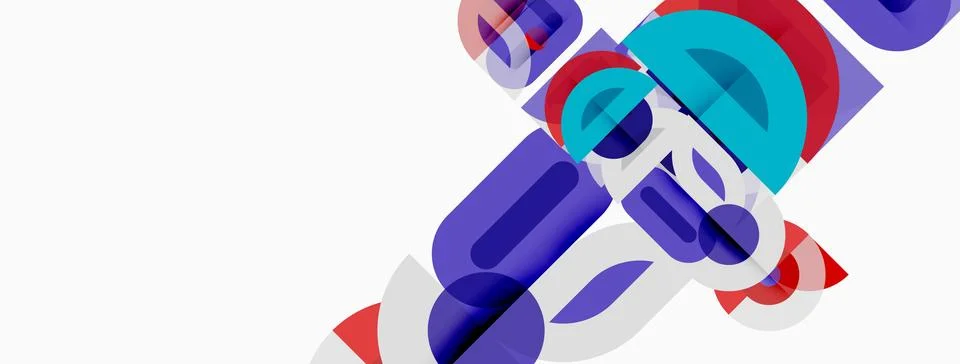Abstract geometric shapes overlap, creating dynamic composition. Colors inclu Stock Illustration