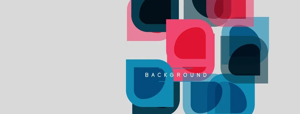Abstract geometric shapes overlap, creating vibrant color blocks. Minimalist Stock Illustration