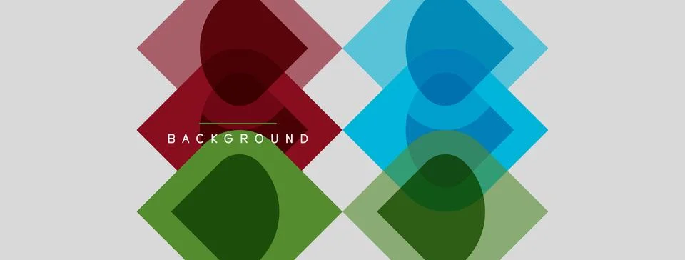 Abstract geometric shapes overlap, creating vibrant color blocks. Background Stock Illustration