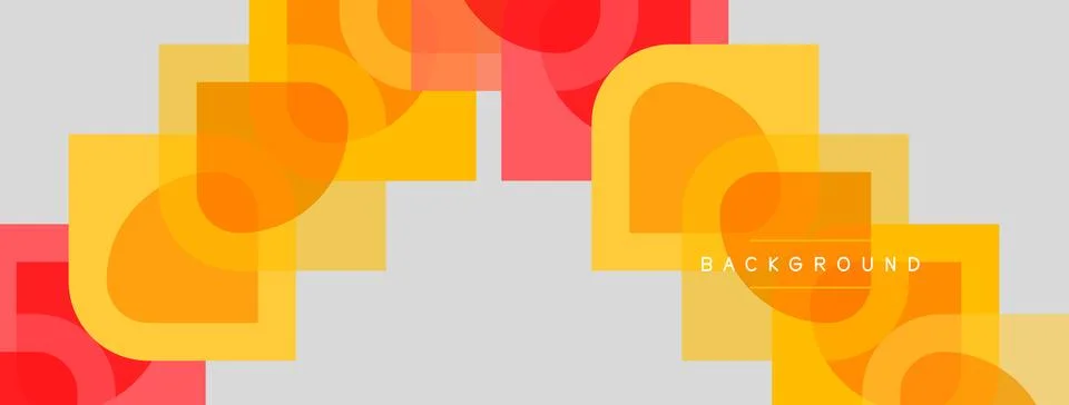 Abstract geometric shapes overlap, creating vibrant orange, yellow, red tones Stock Illustration