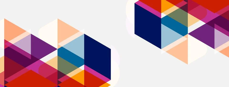 Abstract geometric shapes overlap, creating colorful patterns. Composition Stock Illustration