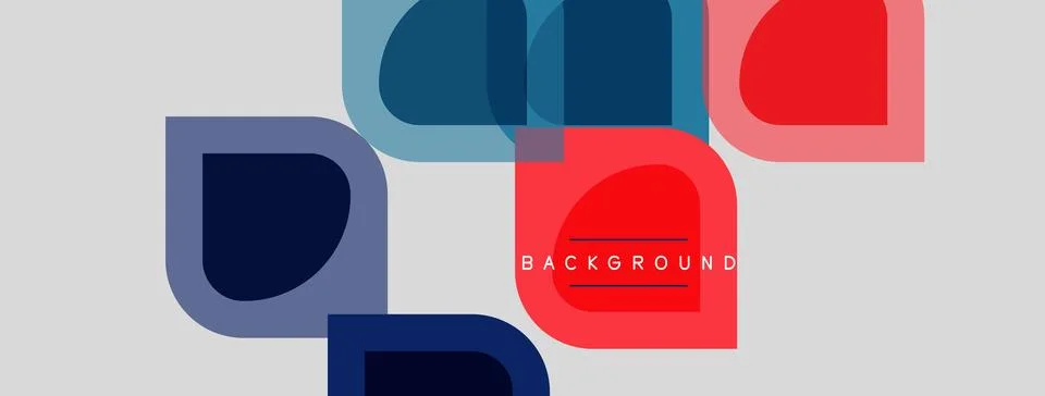 Abstract geometric shapes overlap, creating dynamic composition. Colors inclu Stock Illustration
