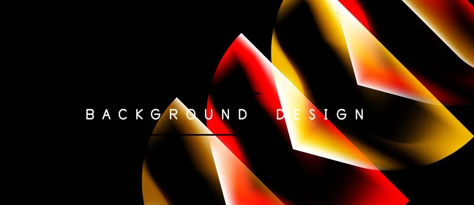 Abstract geometric shapes overlap, creating dynamic gradients. Red, gold hues Stock Illustration