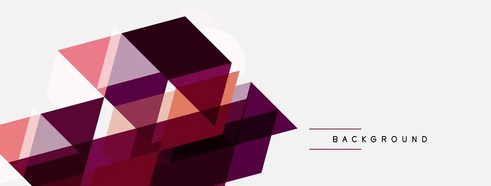 Abstract geometric shapes overlap, creating dynamic composition. Pink, purple Stock Illustration