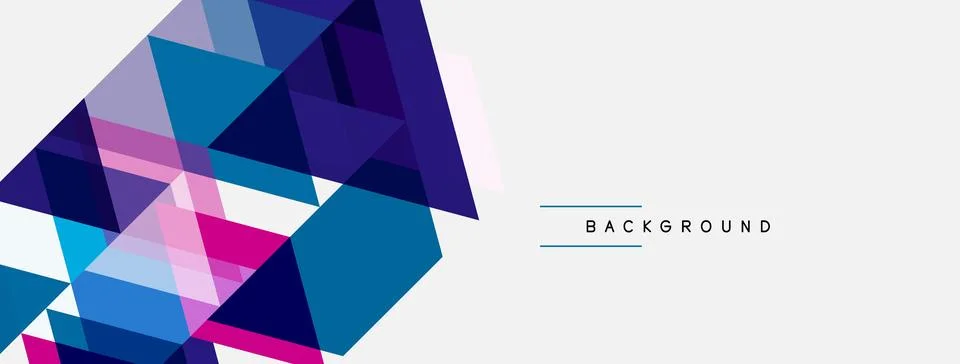 Abstract geometric shapes overlap, creating vibrant color blocks. White space Stock Illustration