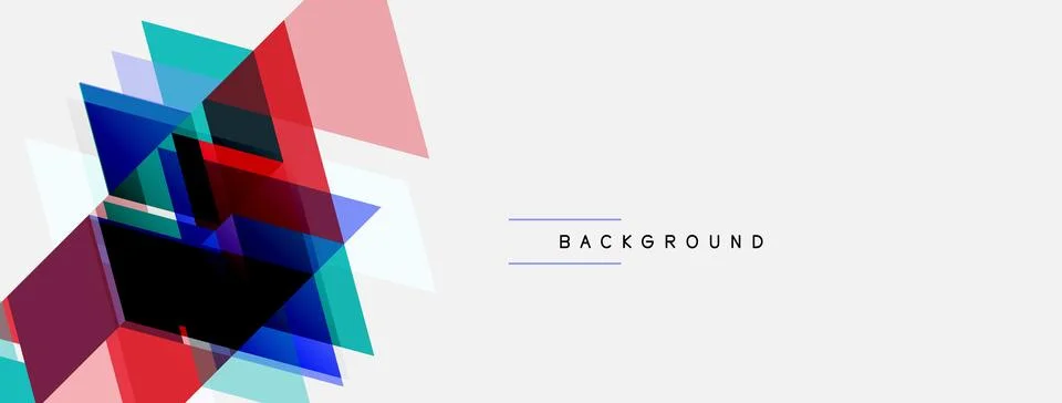 Abstract geometric shapes overlap, creating dynamic colorful background. Stock Illustration