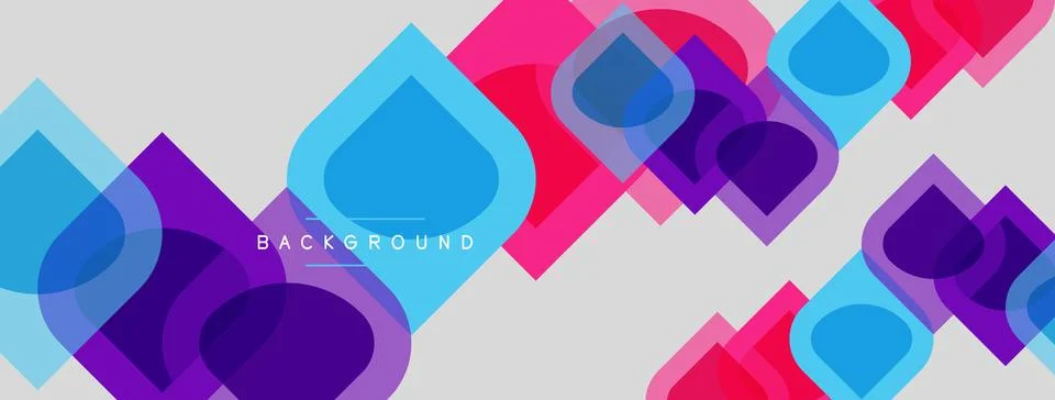 Abstract geometric shapes overlap, creating vibrant color gradients. Pink, .. Stock Illustration