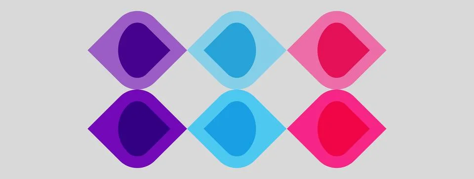 Abstract geometric shapes overlap, creating vibrant color patterns. Purple,.. 스톡 일러스트