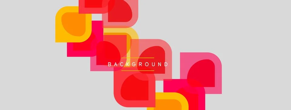 Abstract geometric shapes overlap, creating vibrant background. Orange, red.. Stock Illustration
