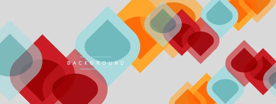 Abstract geometric shapes overlap, creating vibrant layered background. Color Stock Illustration