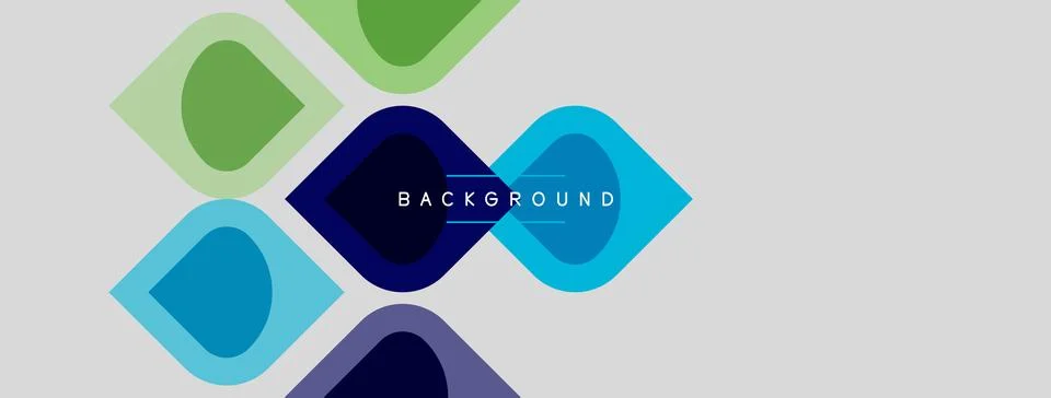 Abstract geometric shapes overlap, creating vibrant background. Blue, green.. Stock Illustration