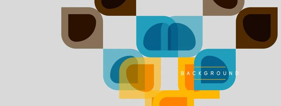 Abstract geometric shapes overlap, creating modern design. Colors include b.. イラスト素材