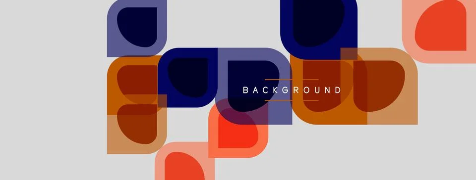 Abstract geometric shapes overlap, creating modern design. Colors include o.. Stock Illustration