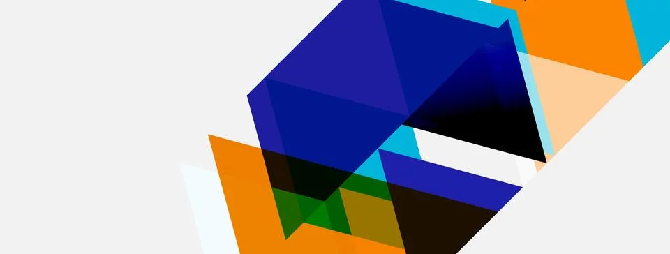 Abstract geometric shapes overlap, creating vibrant color blocks. Composition Stock Illustration