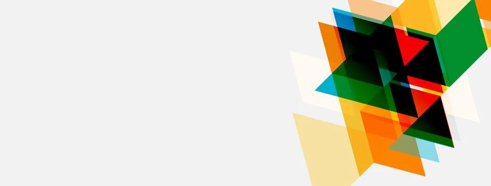 Abstract geometric shapes overlap, creating vibrant color blocks. Minimalist Stock Illustration
