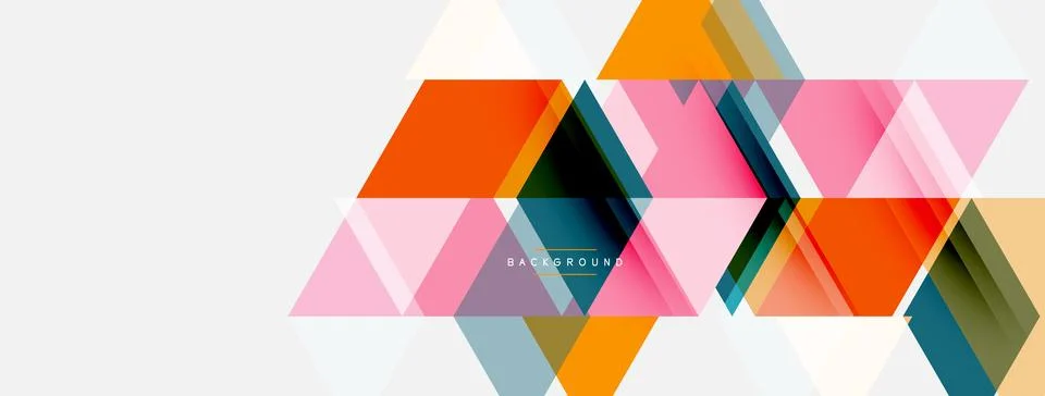 Abstract geometric shapes overlap, creating dynamic colorful pattern. Modern Stock Illustration