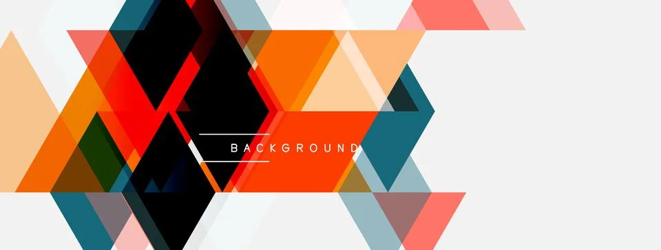 Abstract geometric shapes overlap, creating vibrant color gradients. Design Stock Illustration