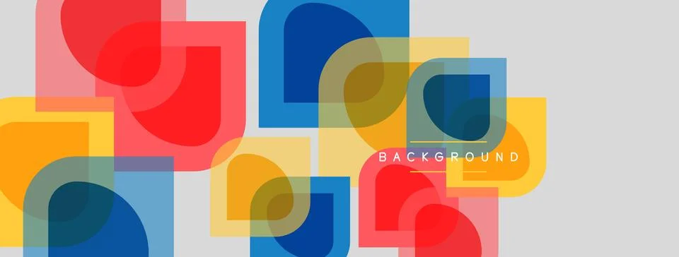 Abstract geometric shapes overlap, creating colorful design. Background fea.. Stock Illustration