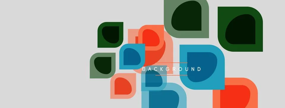 Abstract geometric shapes overlap, creating colorful design. Background fea.. Stock Illustration