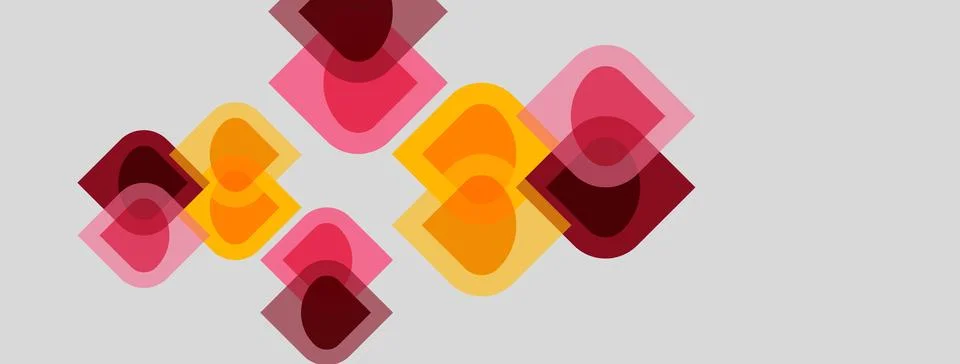 Abstract geometric shapes overlap, creating layered visual effect. Warm color Stock Illustration